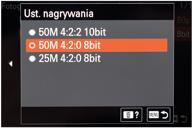 Sony A7R V ustawienie nagrywania