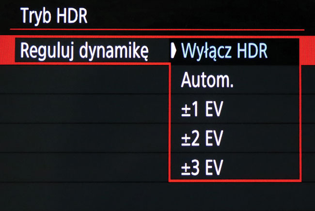 Aparat dysponuje funkcj HDR